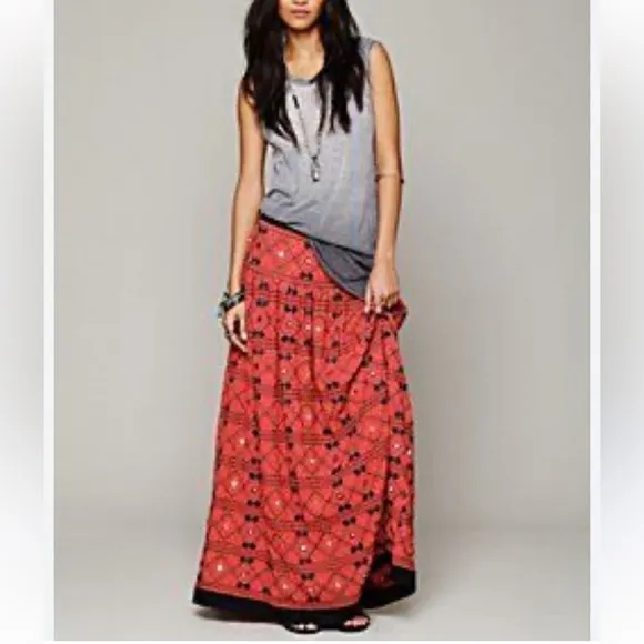 Free People | Delhi Dreams | maxi | boho | pockets | elastic waist | XS | skirt