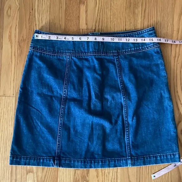 Free People Denim Mini Skirt with Buttons New 12