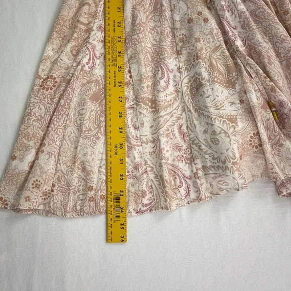 Free People Dress Women XS Arzel Mini Ivory Paisley Print Kimono Pleated Satin