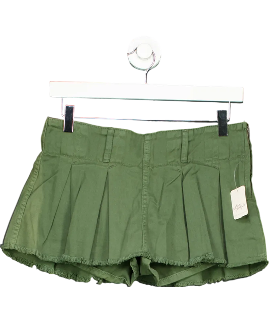 Free People Green Denim Mini Skort UK 4