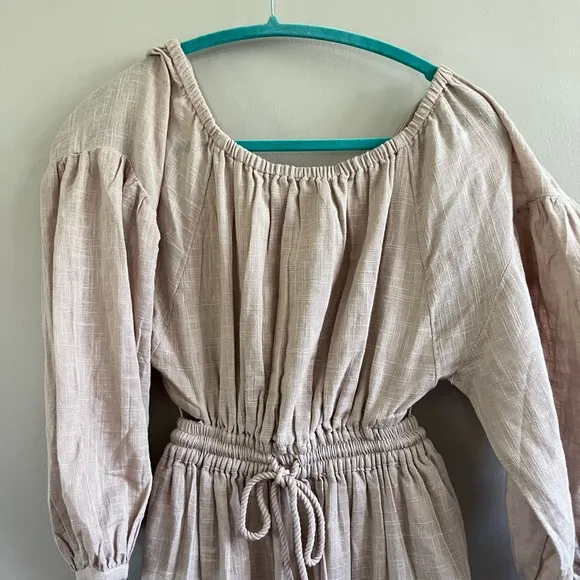 Free People Ibiza Dress‎ Maxi Open Back Mushroom Bloom Cottage Boho