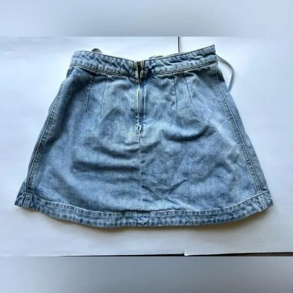 Free People Lace Up Pleated Denim Mini Skirt Jean skirt