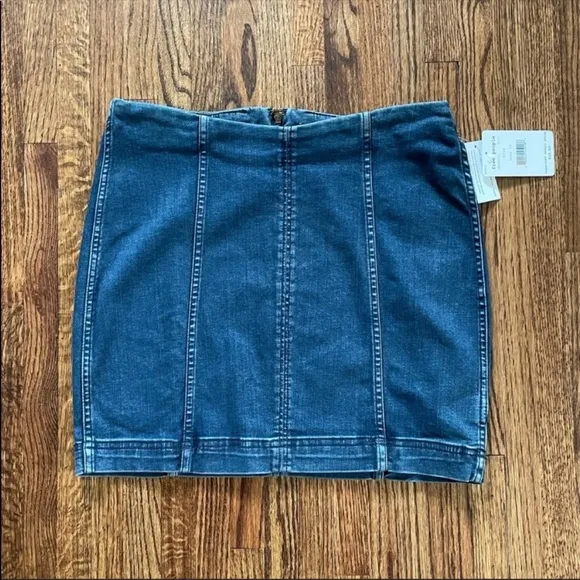 Free People Modern Femme Denim Mini Skirt in Blue NWT