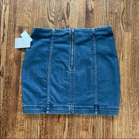 Free People Modern Femme Denim Mini Skirt in Blue NWT