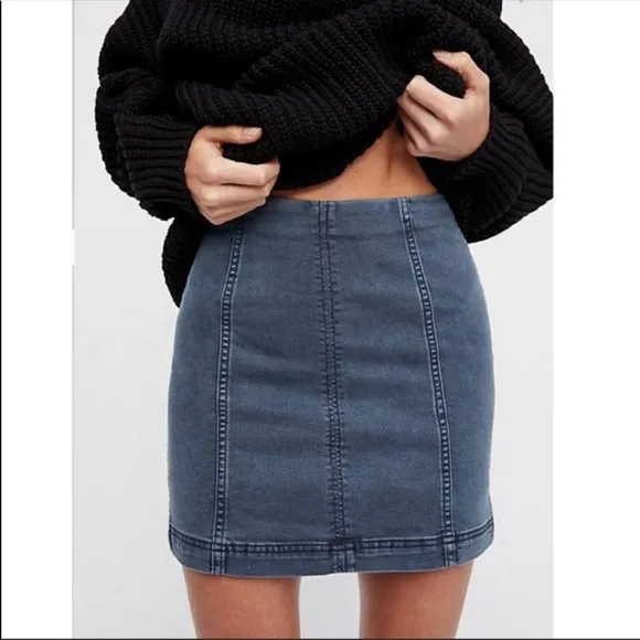 Free People Modern Femme Denim Mini Skirt in Westminster Blue NWT