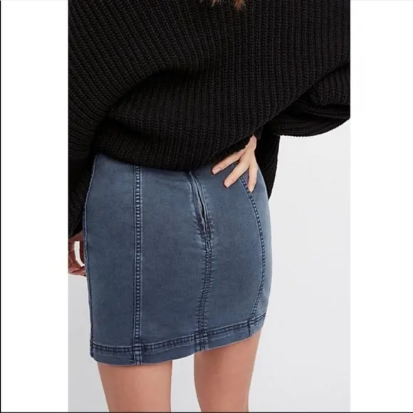 Free People Modern Femme Denim Mini Skirt in Westminster Blue NWT