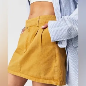 Free People Pleated Cotton Mini Skirt NWOT