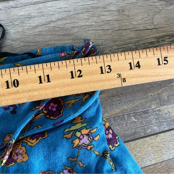 Free People Talia Floral Maxi Skirt Size XS Blue Boho Gypsy Hippie Festival