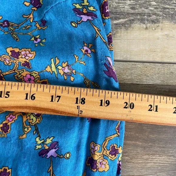 Free People Talia Floral Maxi Skirt Size XS Blue Boho Gypsy Hippie Festival