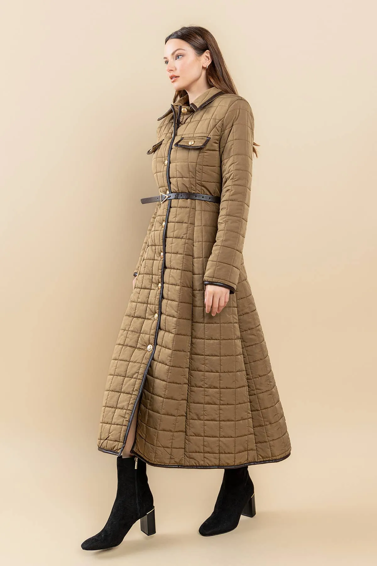 FULL SKIRT BUBBLE MAXI COAT: Black