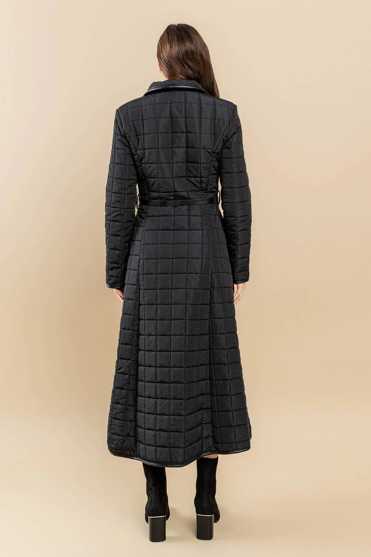FULL SKIRT BUBBLE MAXI COAT: Black