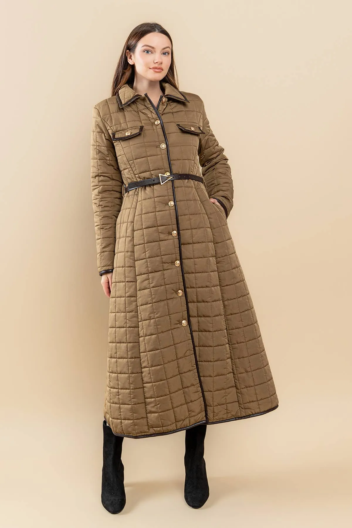 FULL SKIRT BUBBLE MAXI COAT: Black