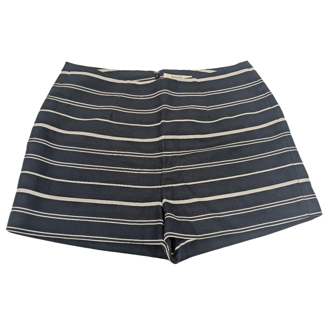 GANT Women's Evening Blue Linen Blend Striped Shorts 420332 $165 NWT