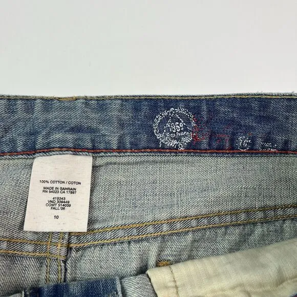 GAP Vtg Y2K Micro Mini Denim Skirt Size 10 Preppy Low Rise Raw Hem Distressed