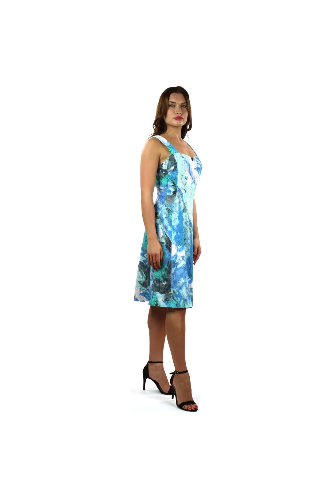 GEMMA Textured Water Color Paneled A-line Dress