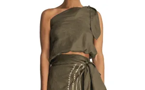 Gigi Linen Blouse-Aurora Embroidered Linen Skirt ::RET