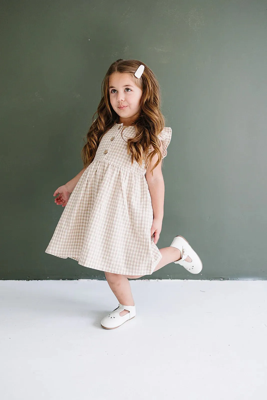 Gingham Ruffle Linen Dress