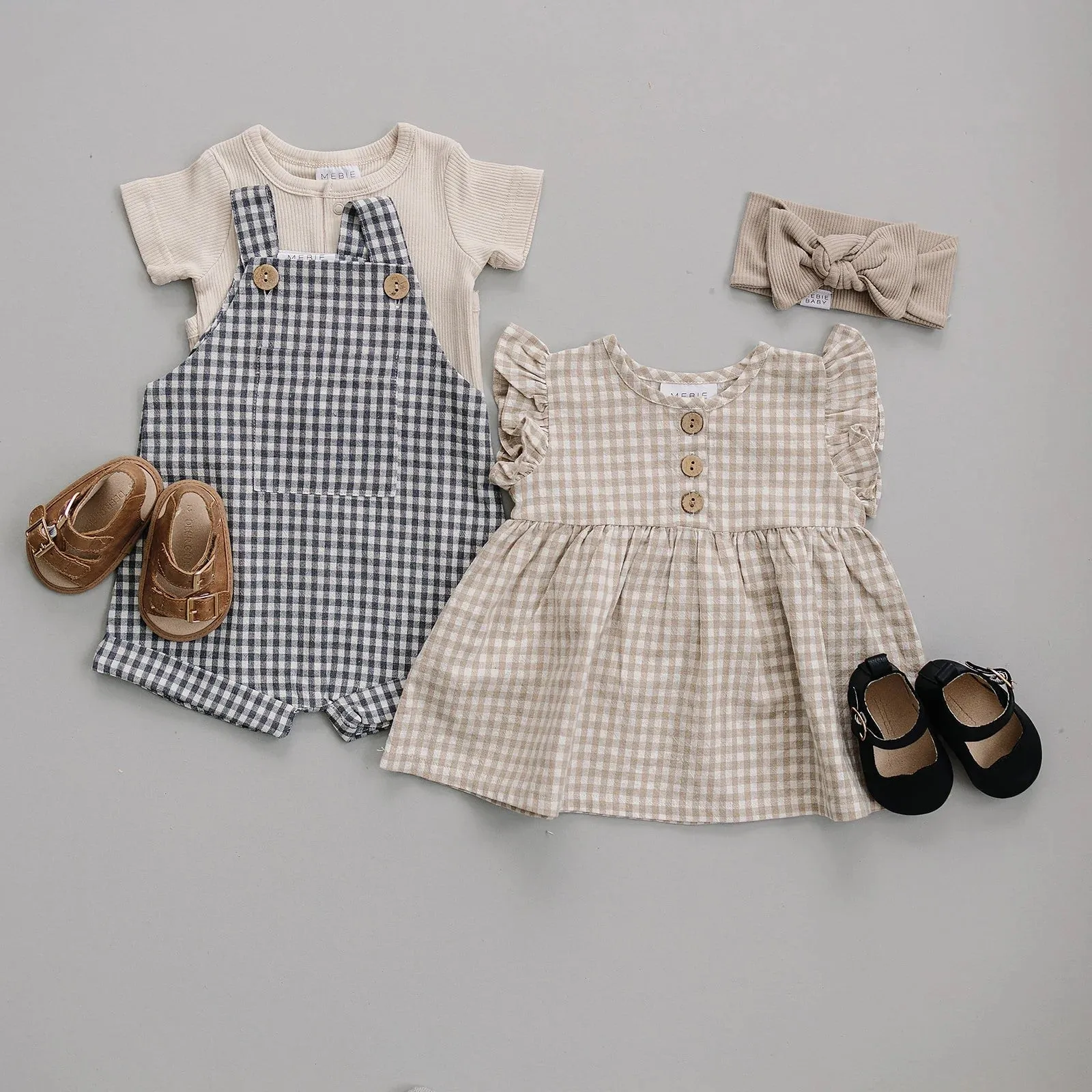 Gingham Ruffle Linen Dress