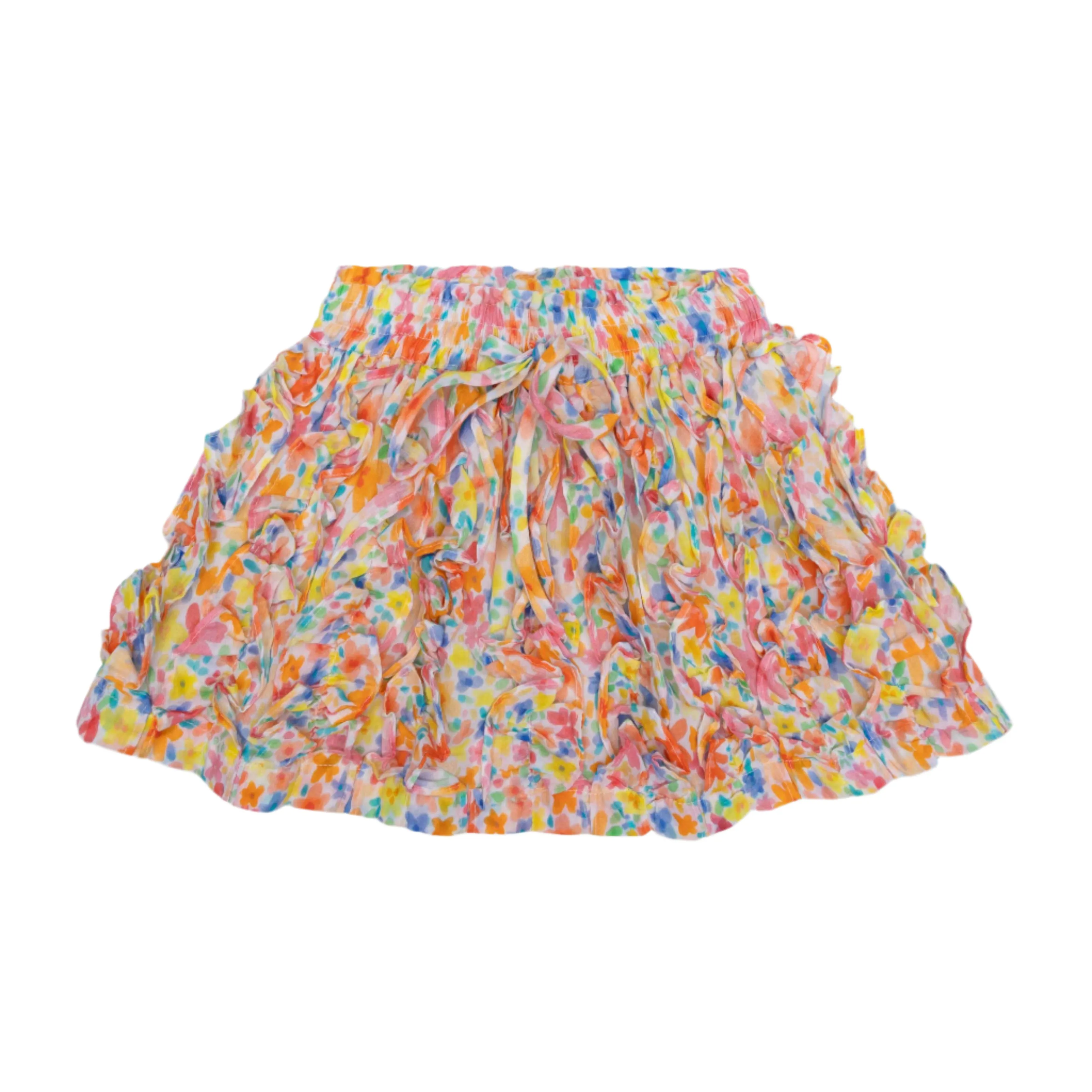 Girls Green Floral Skirt