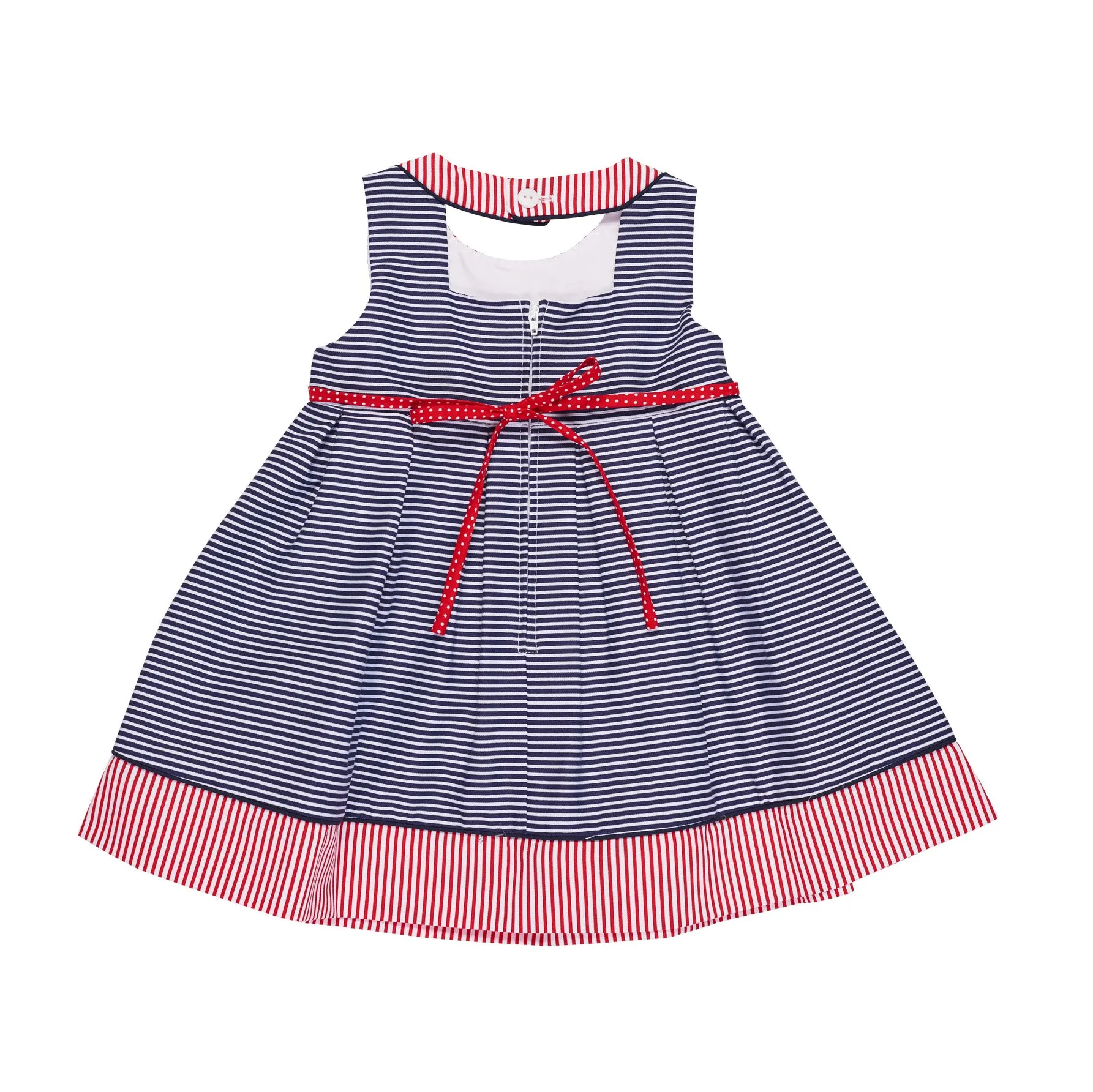 Girls Stripe Dress with Flower Appliques