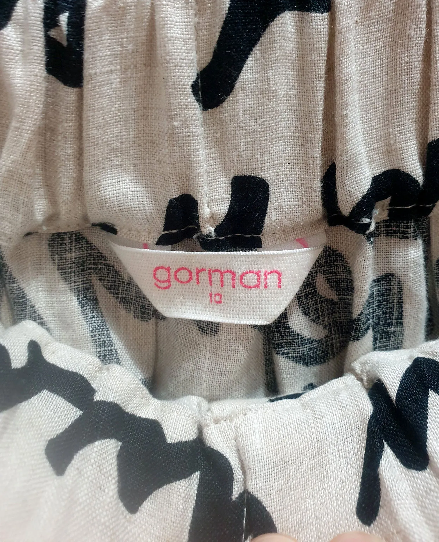 Gorman black unique print skirt size 10