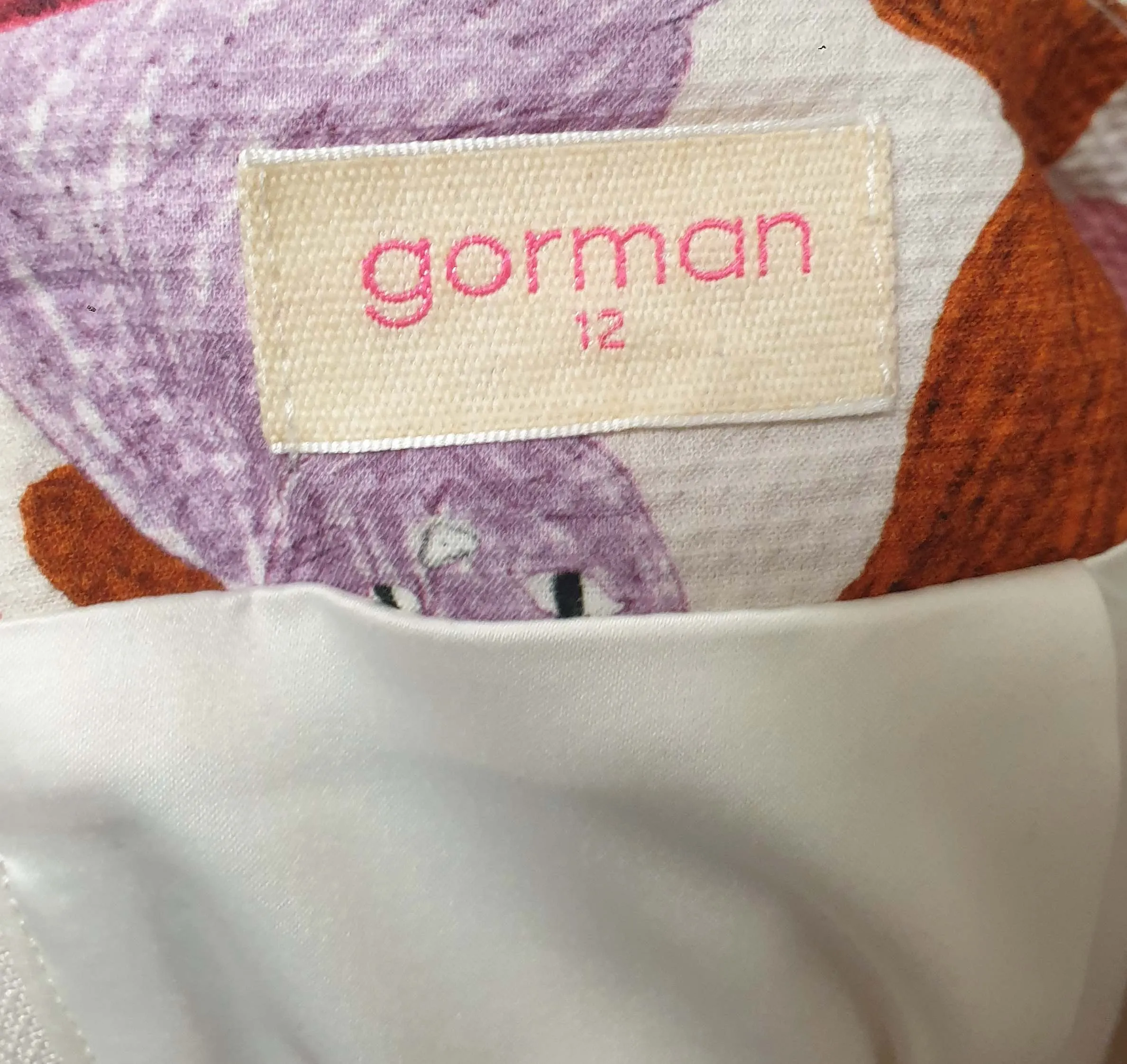 Gorman cat print mini skirt size 12