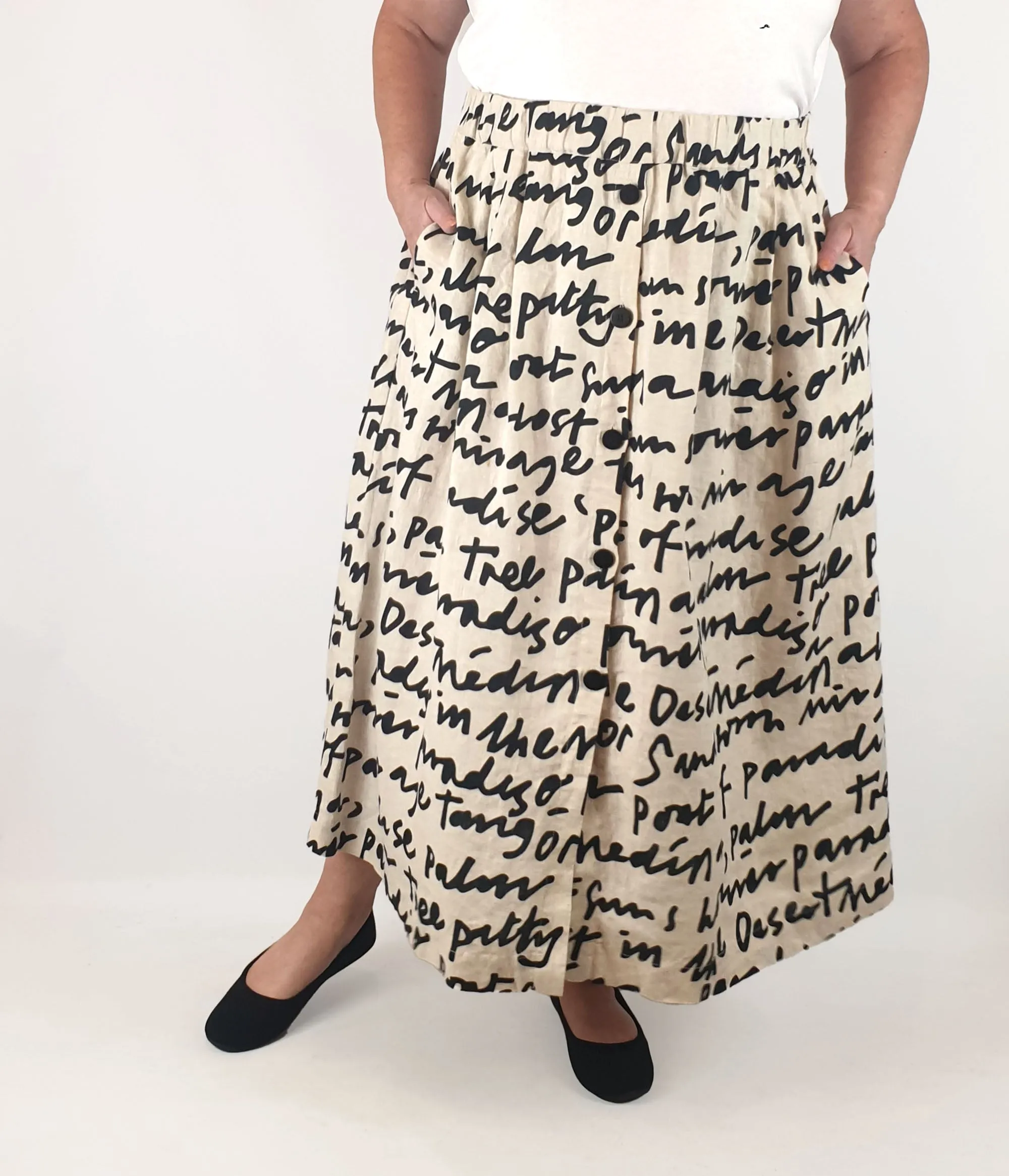 Gorman linen neutral print skirt size 16