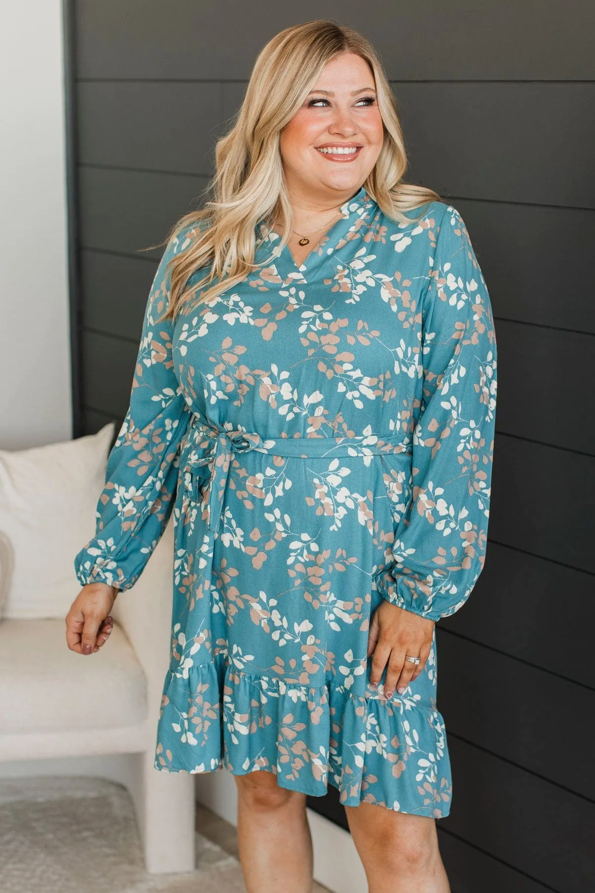 Got The Moves Floral Dress- Denim Blue
