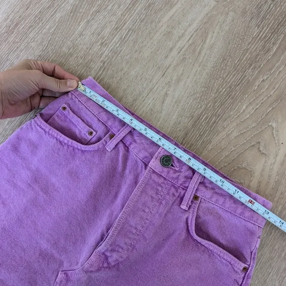 Grlfrnd Milla 100% Cotton Denim Mini Skirt in Electric Purple, size 25