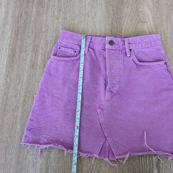 Grlfrnd Milla 100% Cotton Denim Mini Skirt in Electric Purple, size 25