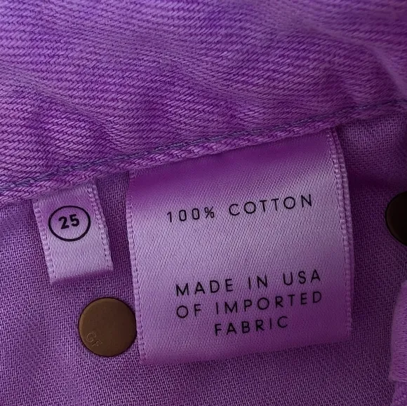 Grlfrnd Milla 100% Cotton Denim Mini Skirt in Electric Purple, size 25