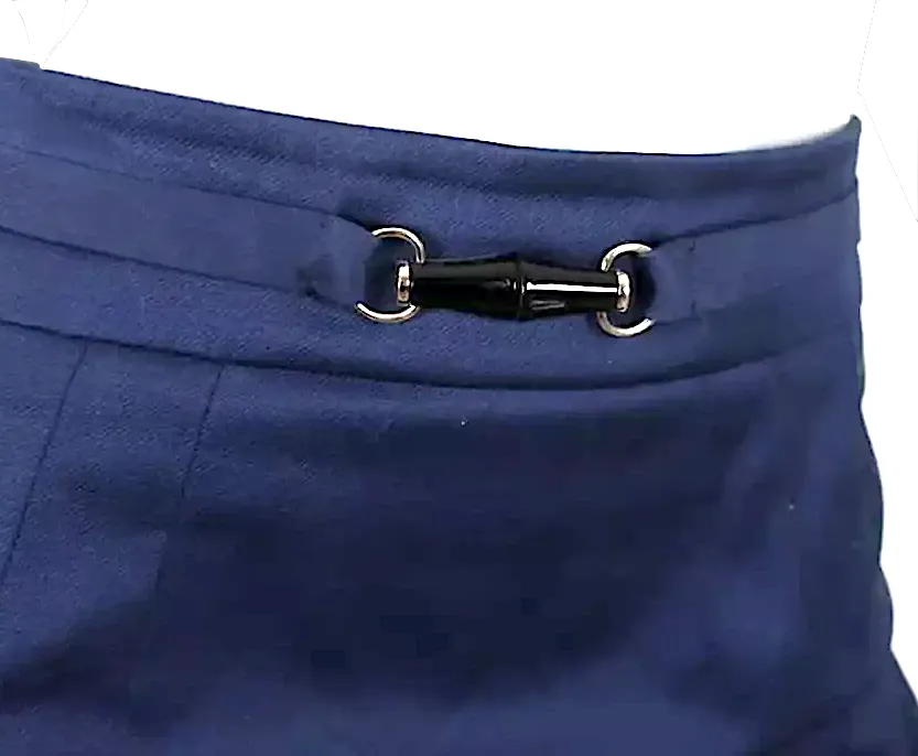Gucci Italy. Vintage Tom Ford Bamboo Detail Pencil Navy Cotton Stretch Twill Skirt