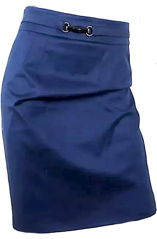 Gucci Italy. Vintage Tom Ford Bamboo Detail Pencil Navy Cotton Stretch Twill Skirt