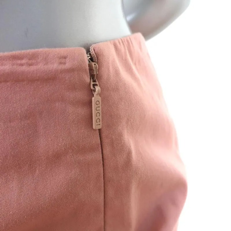 Gucci Tom Ford Front-Slit Pencil Skirt Pink Stretch Cotton Size 40
