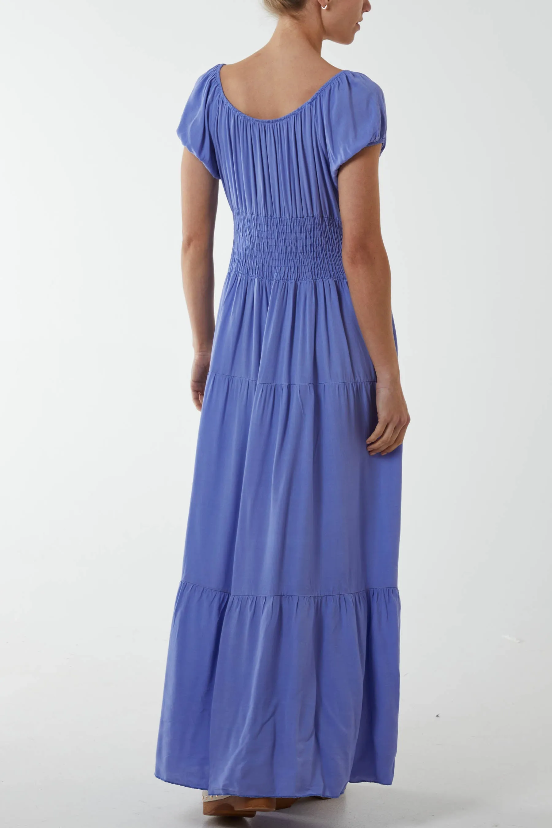Gypsy Scoop Neck Button Maxi Dress