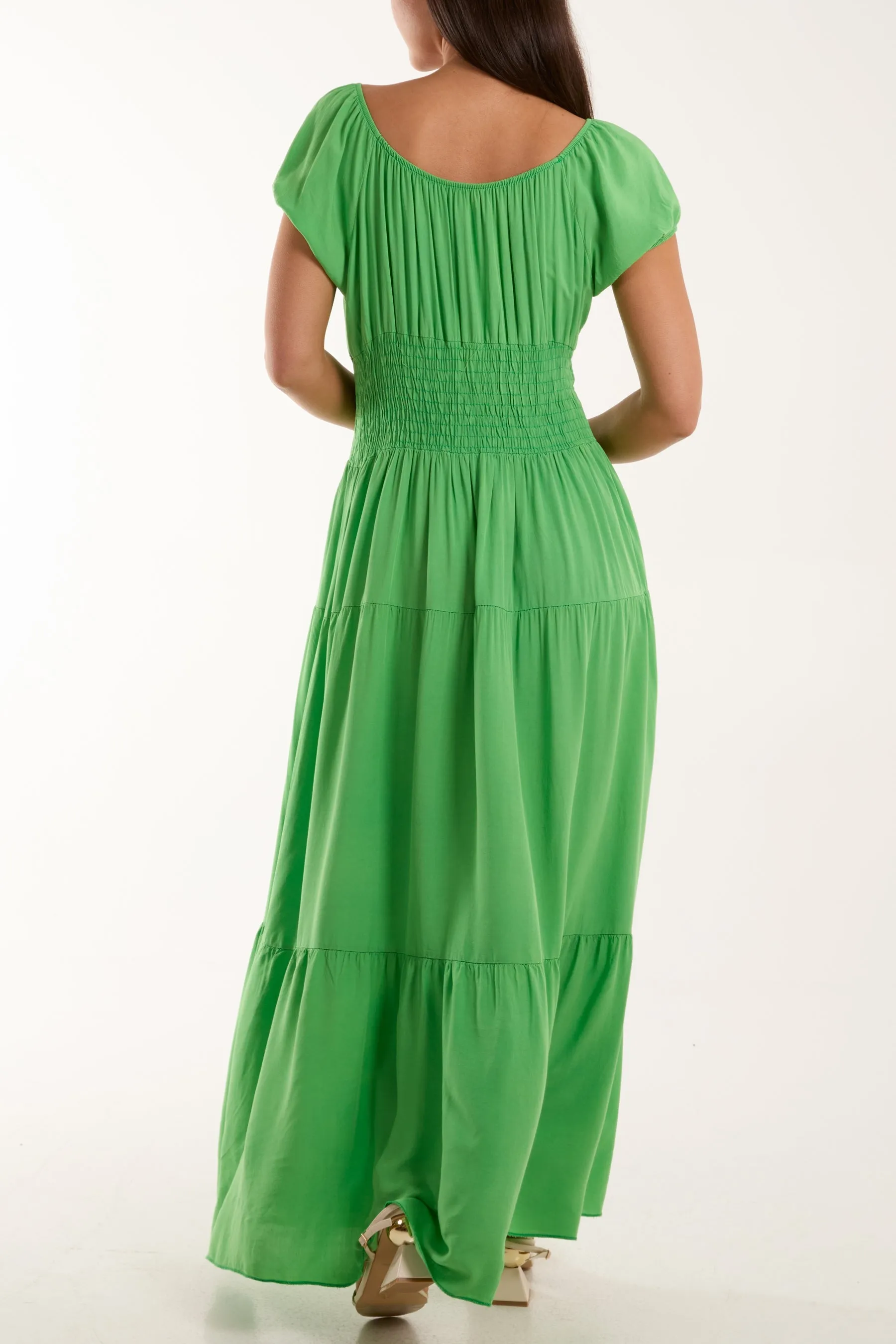 Gypsy Scoop Neck Button Maxi Dress