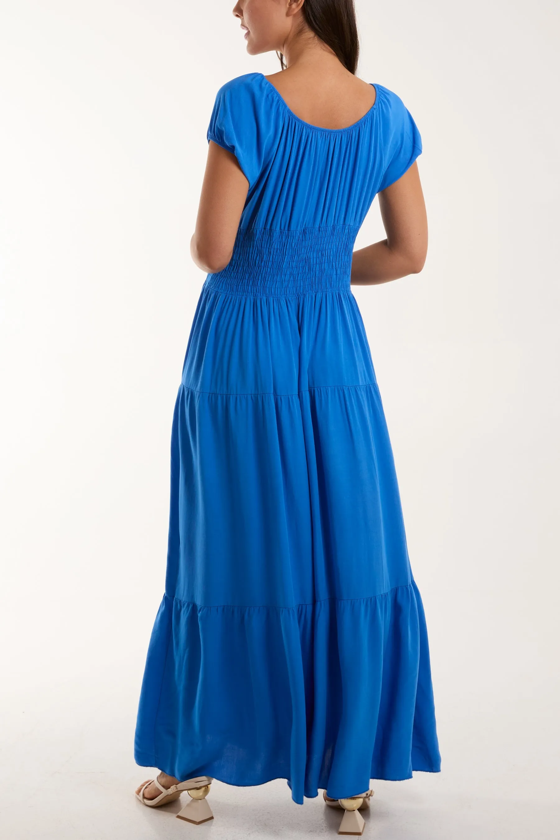 Gypsy Scoop Neck Button Maxi Dress
