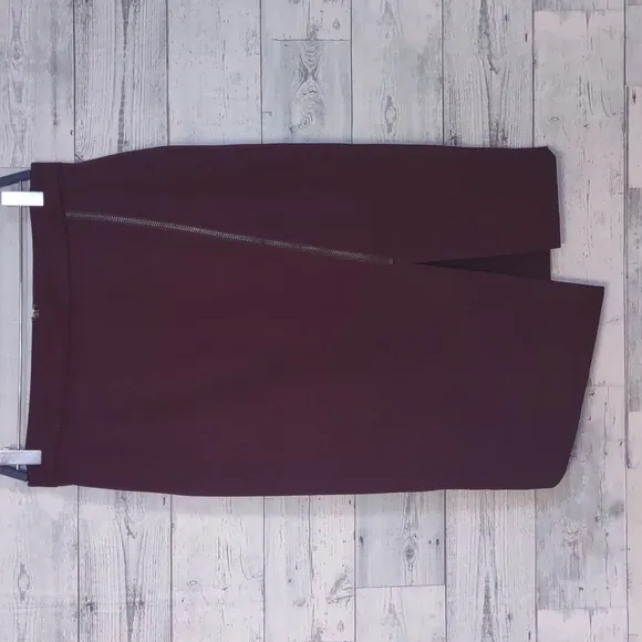 Halogen Zip Detail Pencil Skirt 10 Burgundy