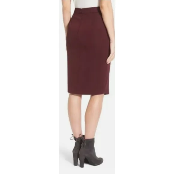 Halogen Zip Detail Pencil Skirt 10 Burgundy