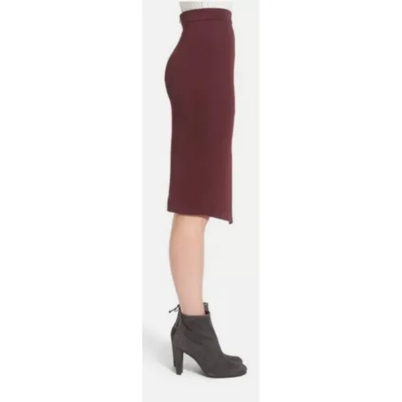 Halogen Zip Detail Pencil Skirt 10 Burgundy