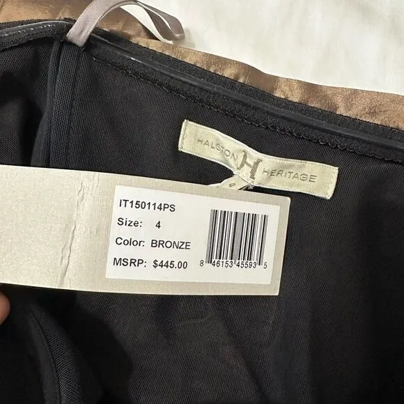 HALSTON HERITAGE Strapless Bronze  Cocktail Dress Dress SIZE 4