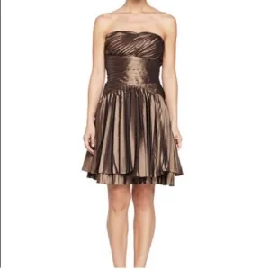 HALSTON HERITAGE Strapless Bronze  Cocktail Dress Dress SIZE 4