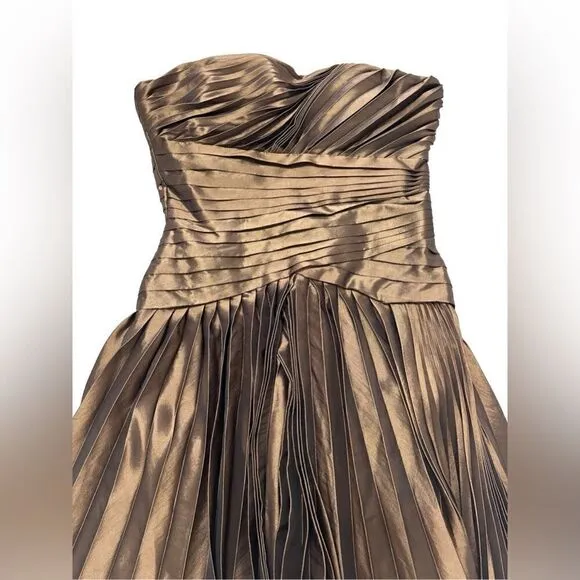 HALSTON HERITAGE Strapless Bronze  Cocktail Dress Dress SIZE 4