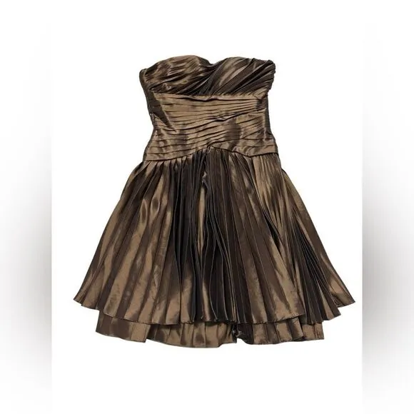 HALSTON HERITAGE Strapless Bronze  Cocktail Dress Dress SIZE 4