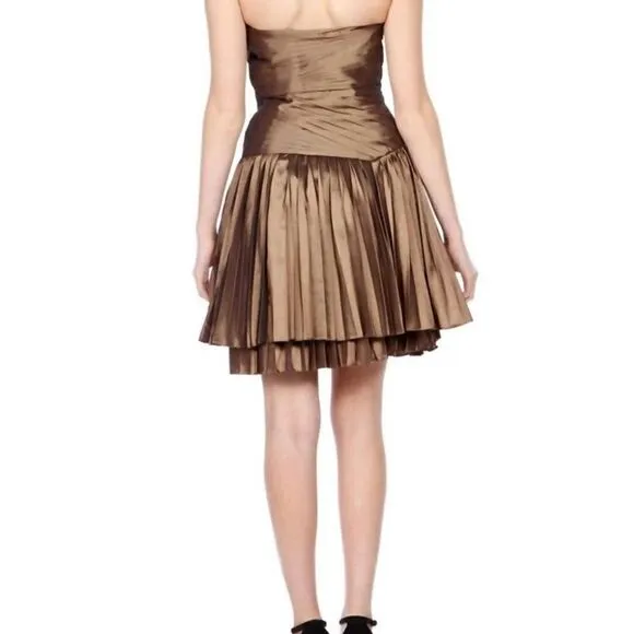 HALSTON HERITAGE Strapless Bronze  Cocktail Dress Dress SIZE 4