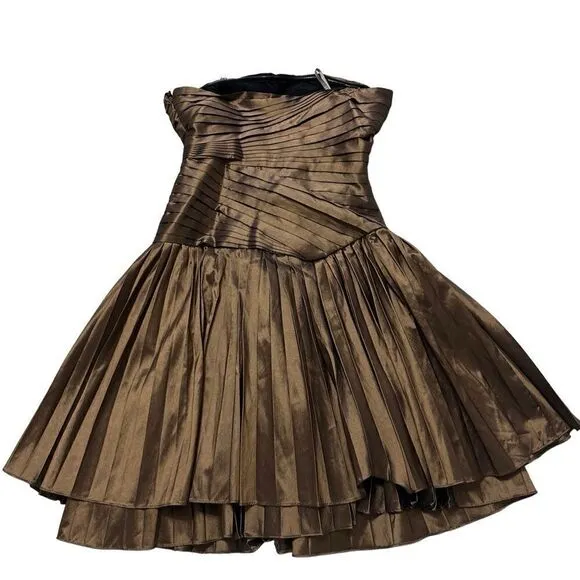 HALSTON HERITAGE Strapless Bronze  Cocktail Dress Dress SIZE 4