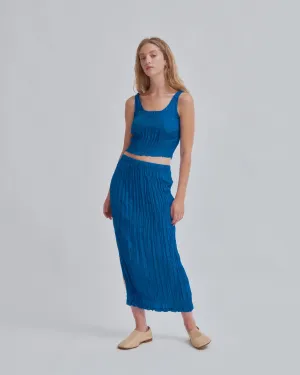 Hand Pleated Skirt in Cerulean