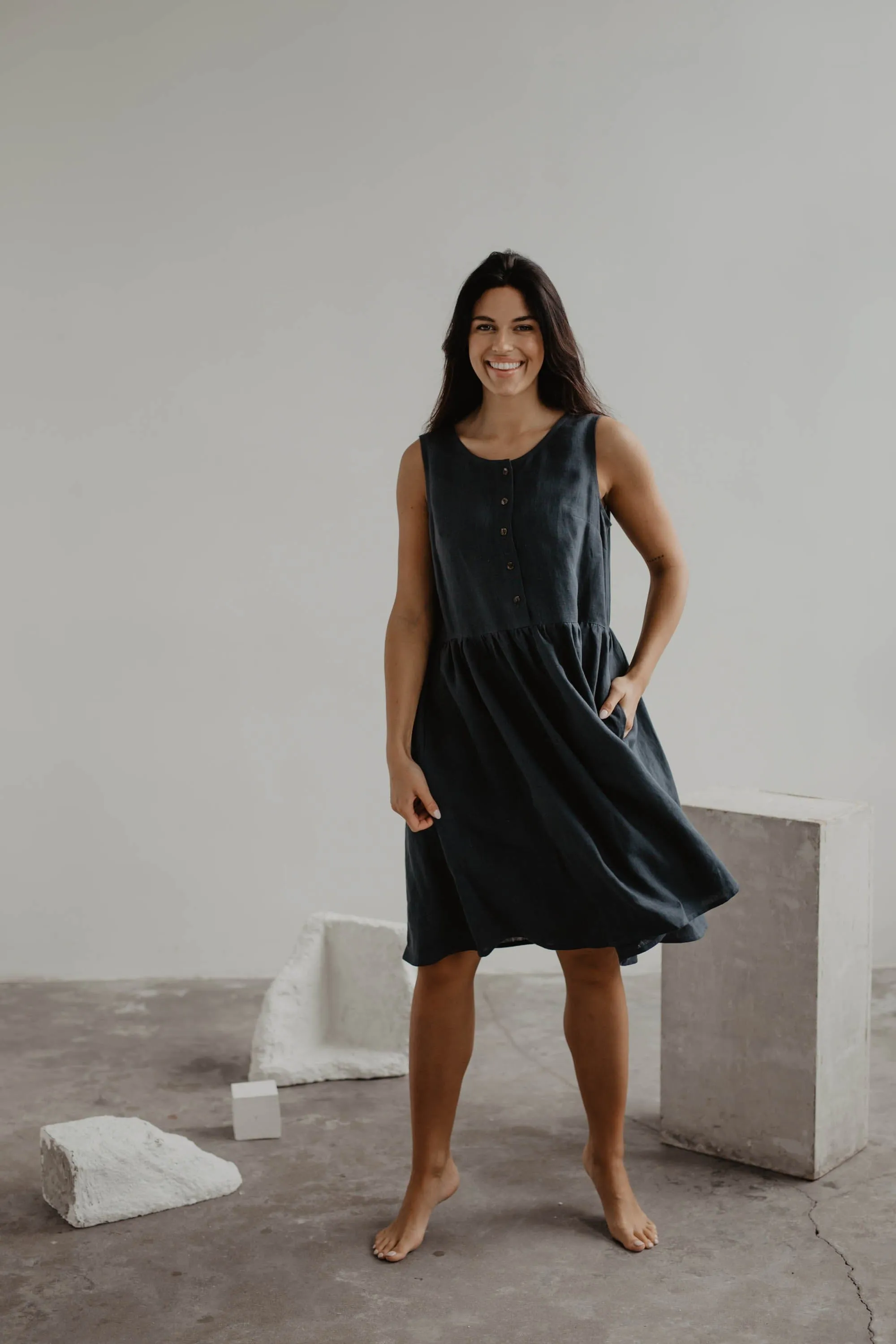 Hazel Linen Sleeveless Summer Dress | Multiple Colours
