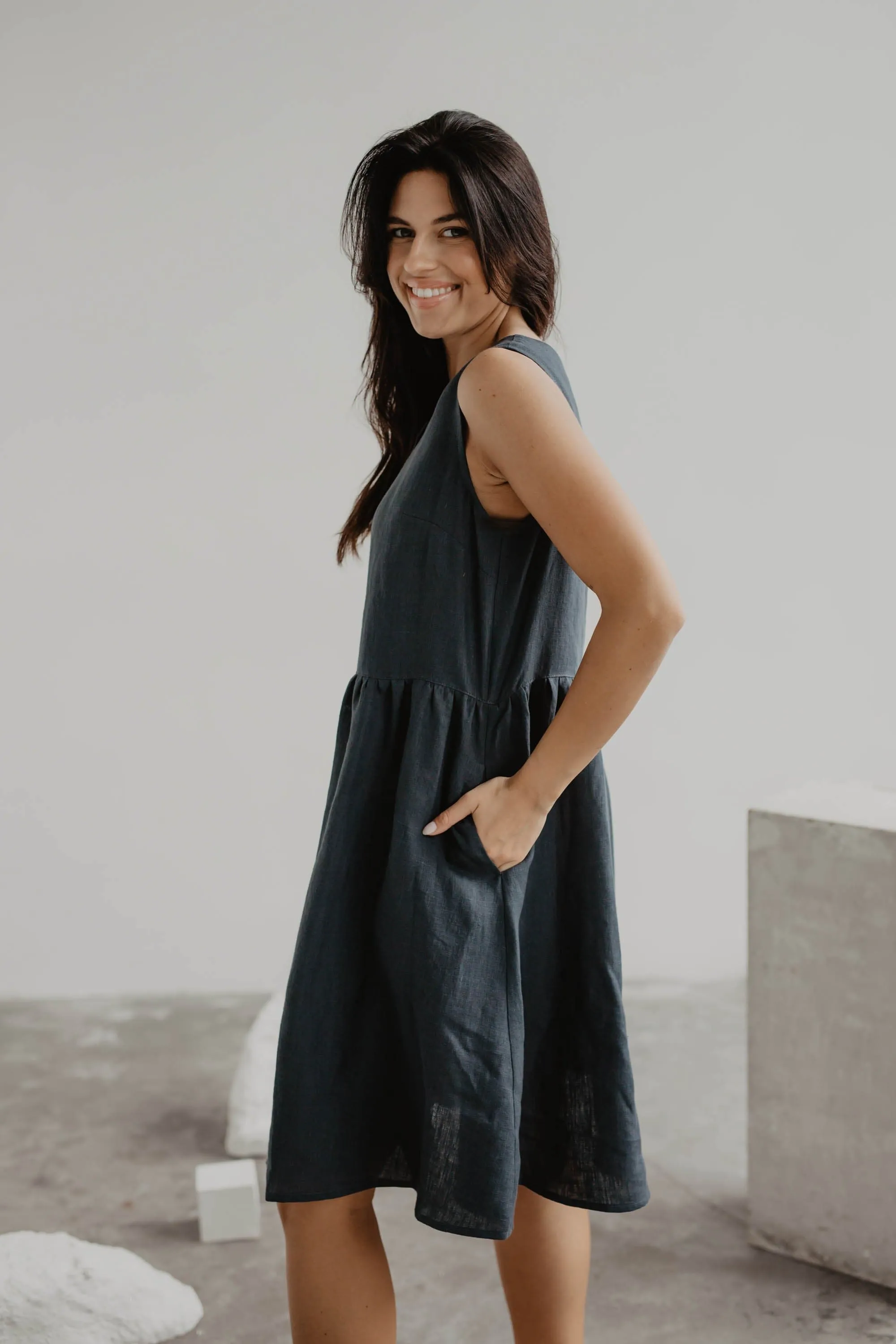 Hazel Linen Sleeveless Summer Dress | Multiple Colours