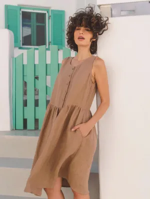 Hazel Linen Sleeveless Summer Dress | Multiple Colours
